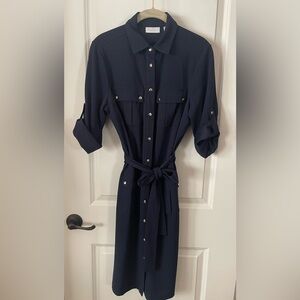 New York & Company Dark Blue Long Sleeve Dress